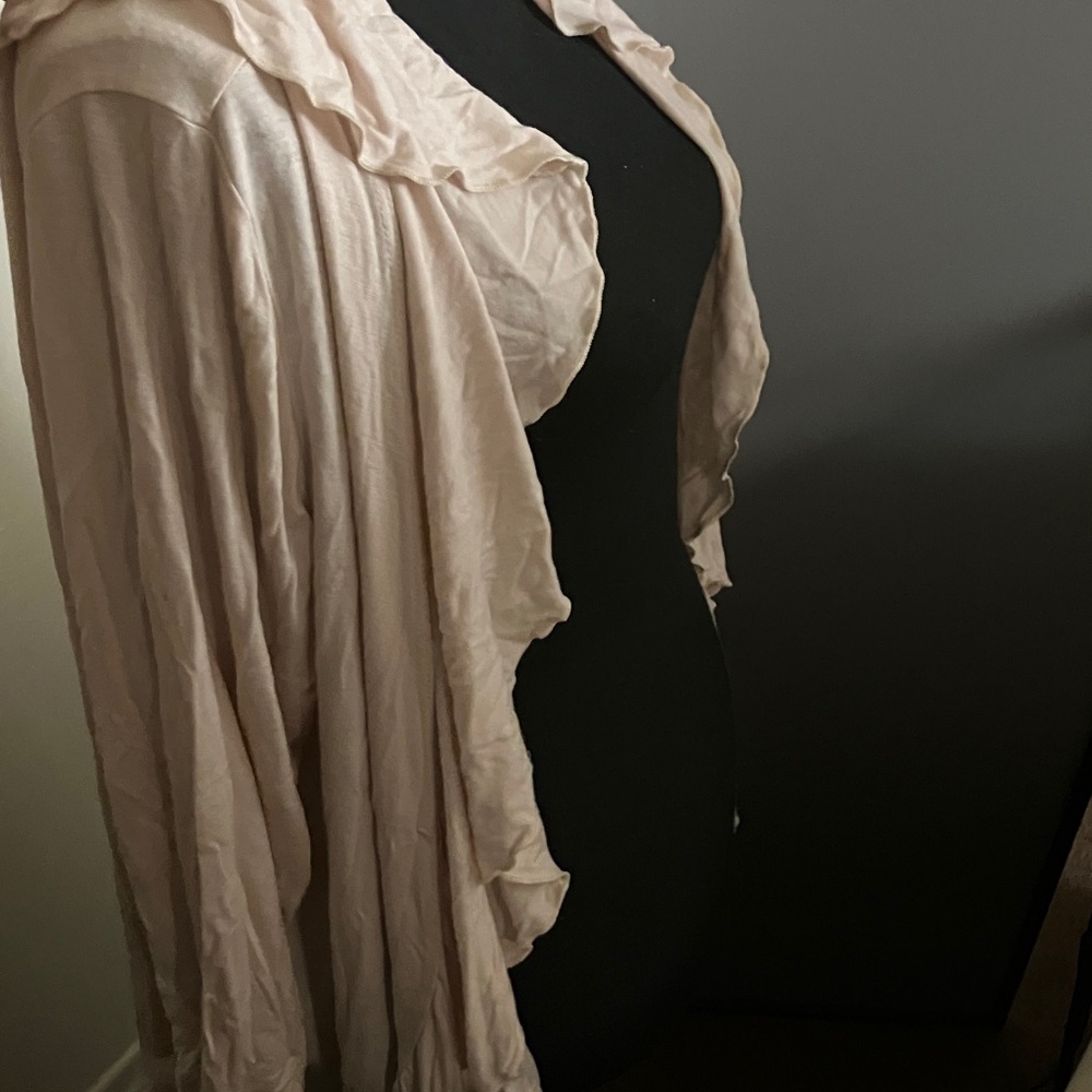Women's Cream Ruffled Cardigan - Picture 3 of 4